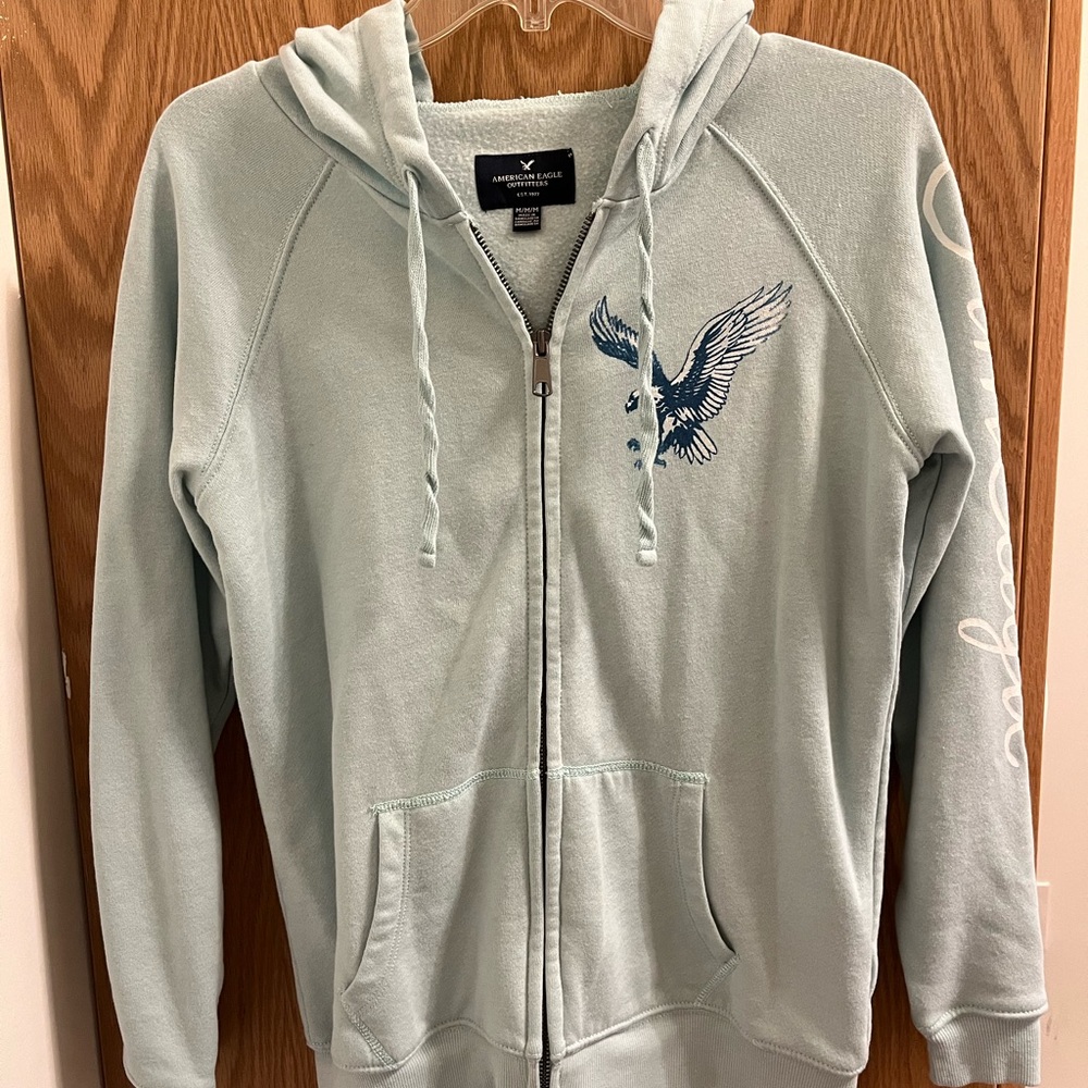 American Eagle Mint Green Hoodie with Eagle Design